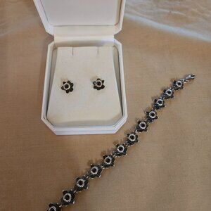 Sterling Silver Daffodil flowered Earrings & Bracelet
